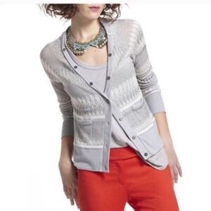 NWT Anthropologie Postmark Etched Frost Cardigan Metallic Wool Blend Size Medium